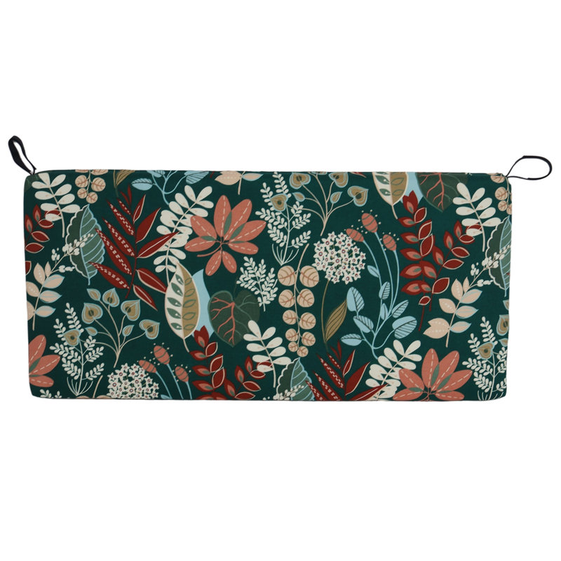 Outdoor Loveseat Cushion, Green/Windcrest Spruce Floral, 45" W x 19" D