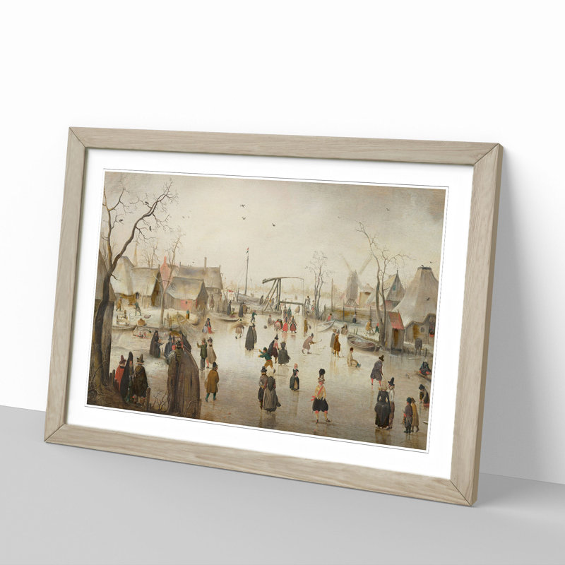 Winter Scene on the Ice Vol.3 by Hendrick Avercamp - Picture Frame Painting, 48cm H x 65cm W x 2cm D, Oak Framed