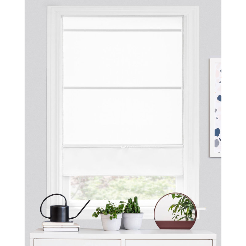 Semi Sheer Roman Shade, White, 35"W X 64"L
