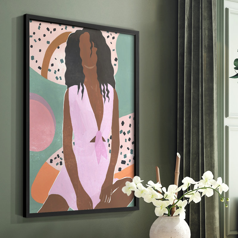 «Curly Lady III», reproduction encadrée - bois massif, H 10 po x l 8 po, Noir