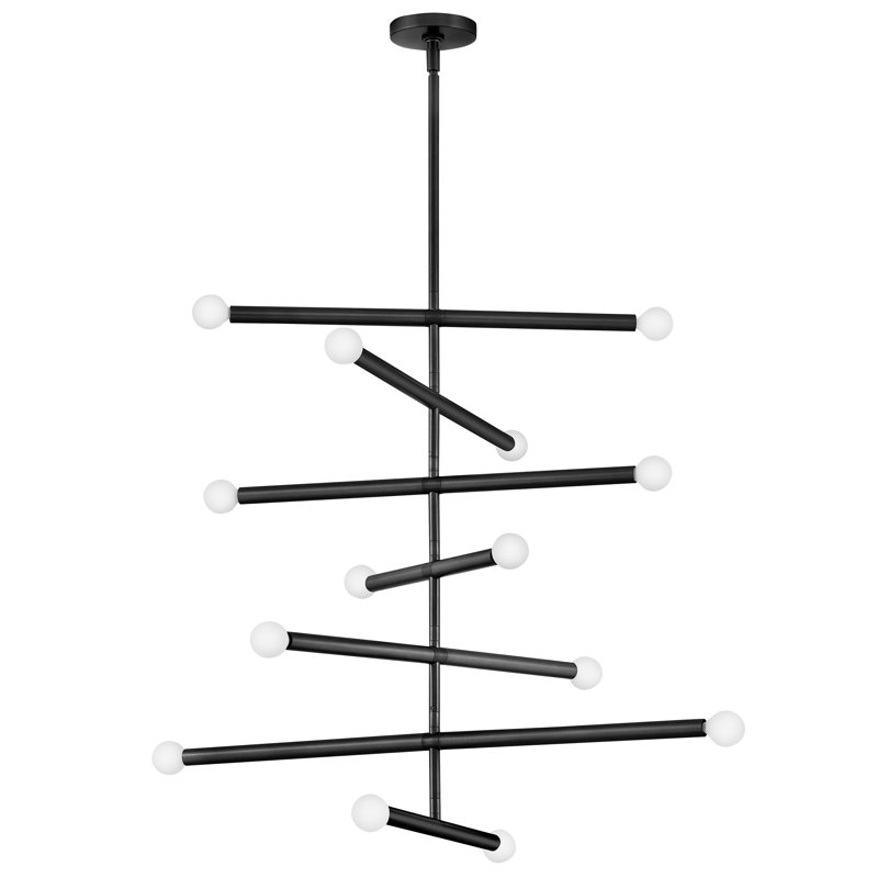 Millie 14-Light Multi-Tier Mid-Century Modern Chandelier, Black