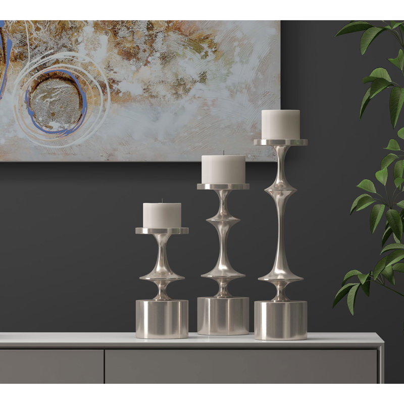Aluminum Tabletop Candlestick, 18" H x 5" W x 5" D