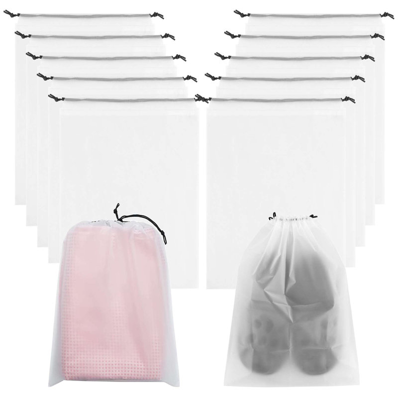 10PCS Travel Transparent Shoe Bags Portable Waterproof Shoes Pouch Organizer Bags with Drawstring
