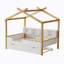 Lit double en bois blanc avec structure en bois originale, lit gigogne simple et bibliothèque pour enfants