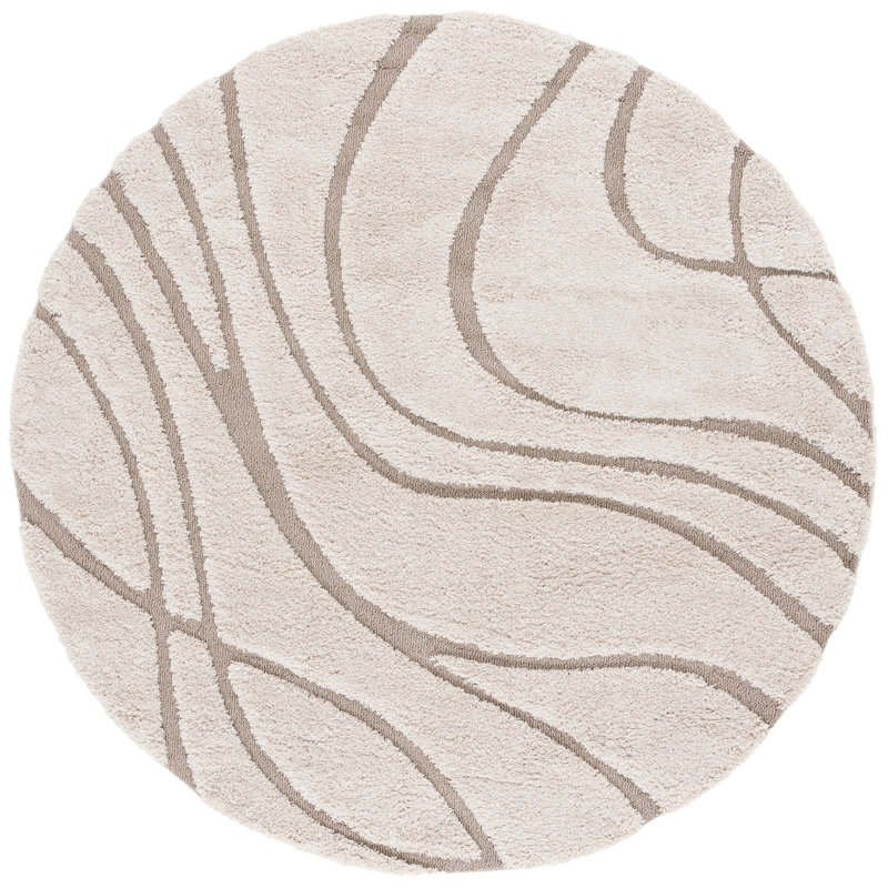 Tapis crème / beige Ashal, Rond 6 pi 7 po, Cream/Beige