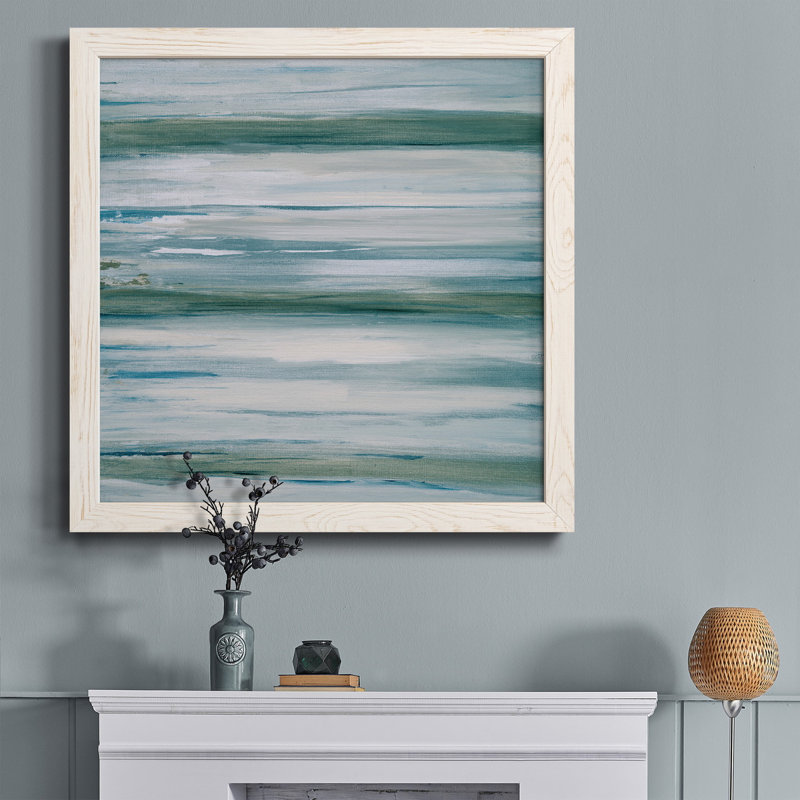 «Misty Lake», peinture sur toile encadrée, H 20 po x l 20 po x P 1,5 po, Cadre blanc