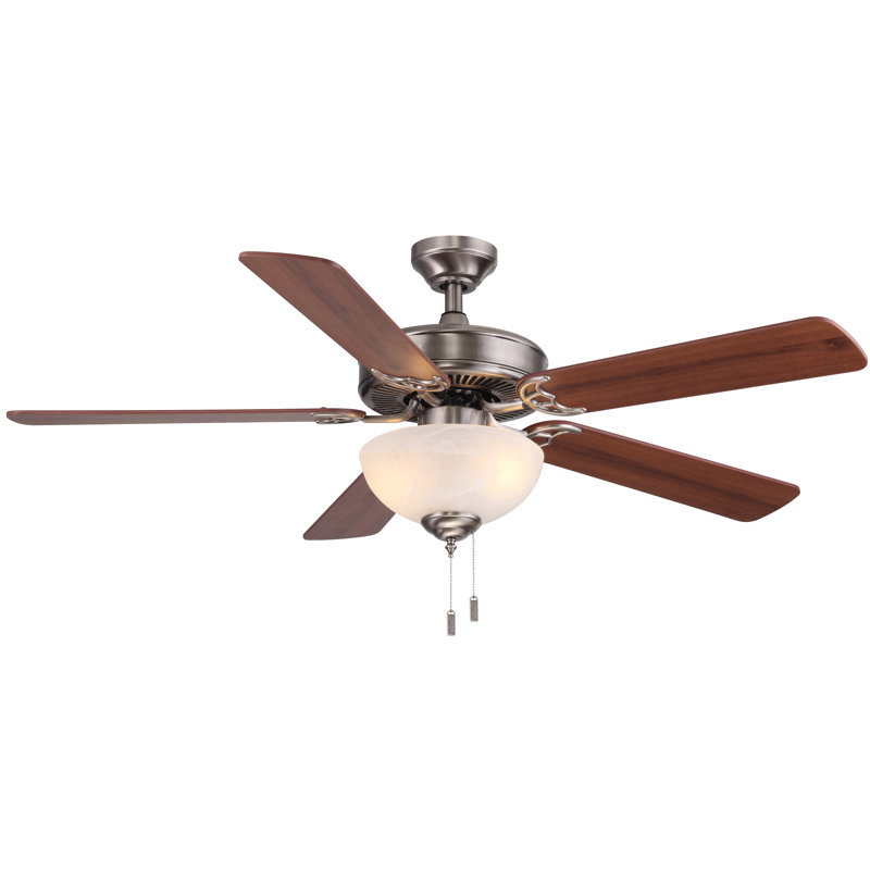 Gholson 52'' Ceiling Fan with LED Lights, Nickel with Maple/Walnut Blades