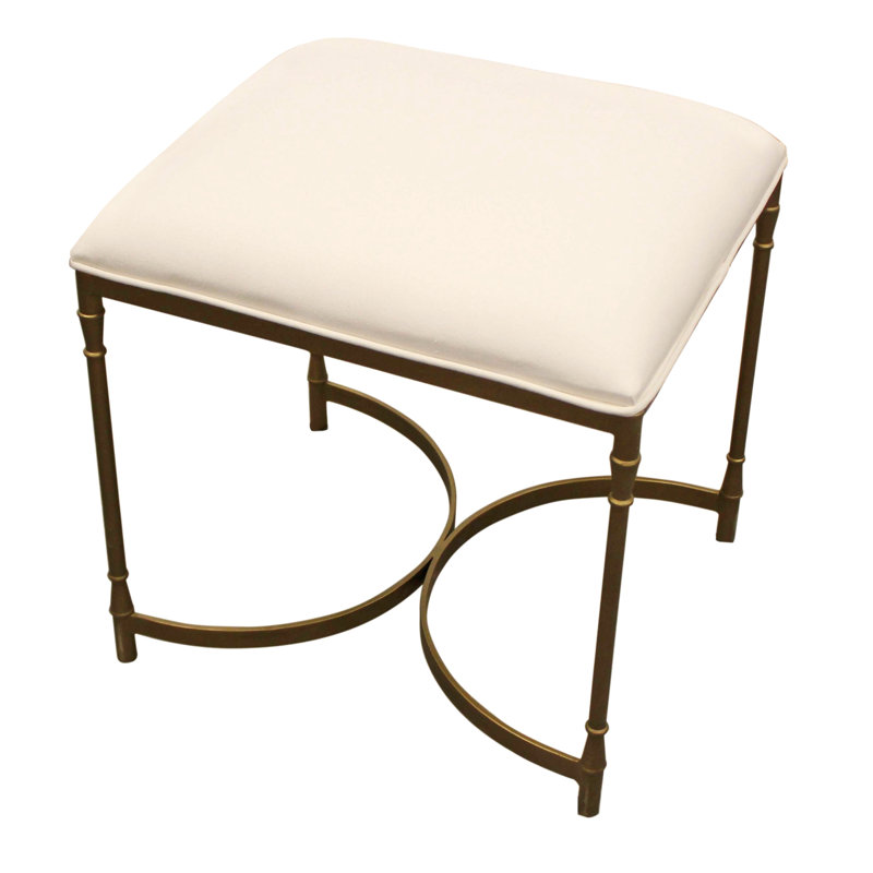 Chaise de coiffeuse de 20 po en tissu ivoire et laiton et fer