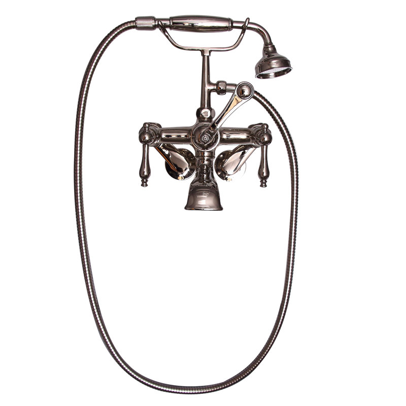 3 Handle Bathroom Clawfoot Tub Faucet with Diverter, Polished Nickel