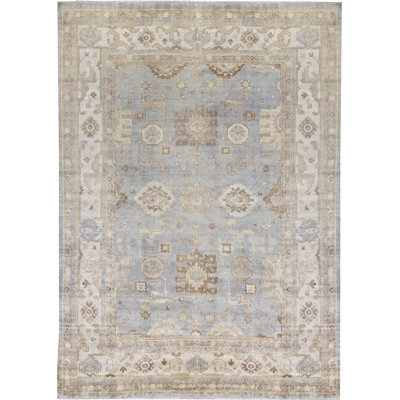 Hand-Knotted High-Quality Light Blue and Ivory Area Rug