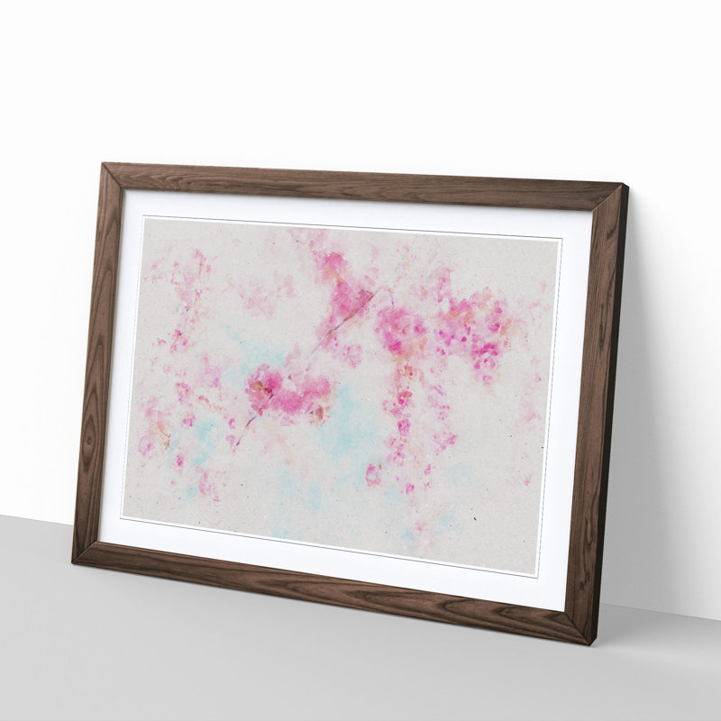 Pink Cherry Blossom Tree in Spring - Framed Print, 24cm H x 33cm W x 2cm D, Walnut Framed