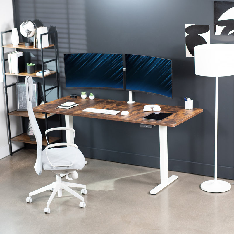VIVO Electric Dual Motor 71” x 30” Standing Desk, E2B7B Series, Vintage Brown/White