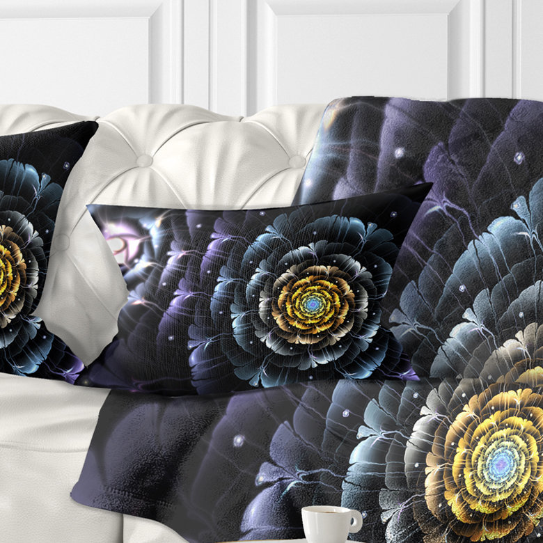 Coussin à imprimé floral bleu foncé