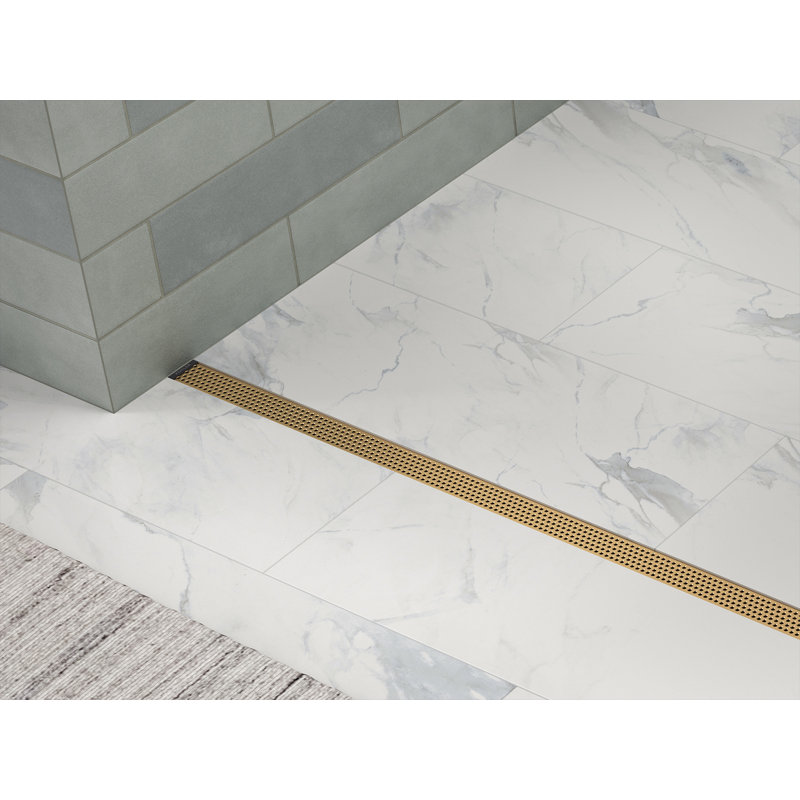 Linear Grid Shower Drain, Vibrant Brushed Moderne Brass