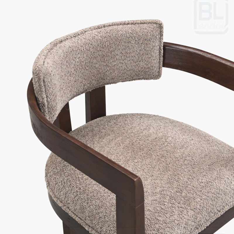 Chaise rembourrée en bois Lyddia, Cadre brun clair bouclé / espresso, 2