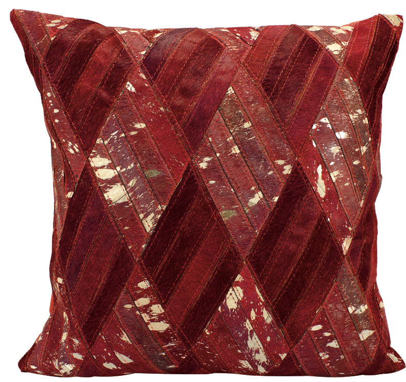 Cougar Cove Leather Throw Pillow, Red