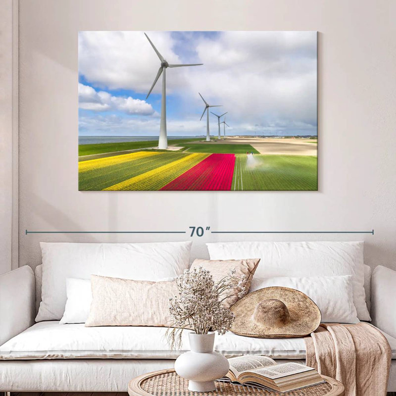 Lilie Wind Turbines And Tulip Fields, 32" H x 48" W