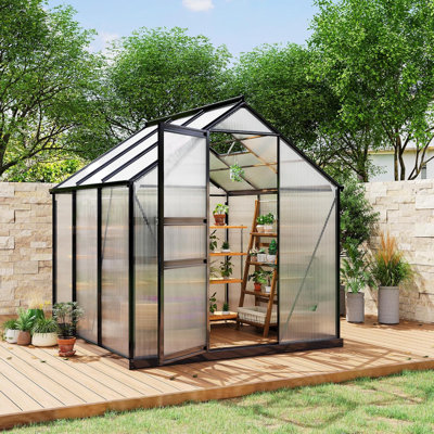 6x6ft Outdoor Walk-in Greenhouse with Vented Roof Window