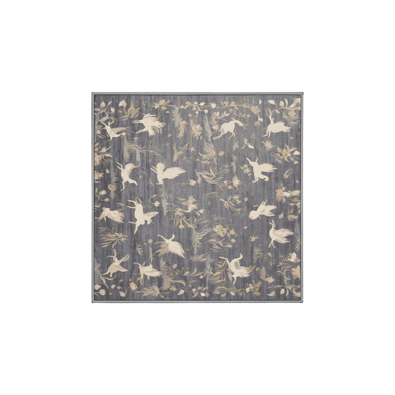 Tapis gris lavable à la machine, Carré 3 pi
