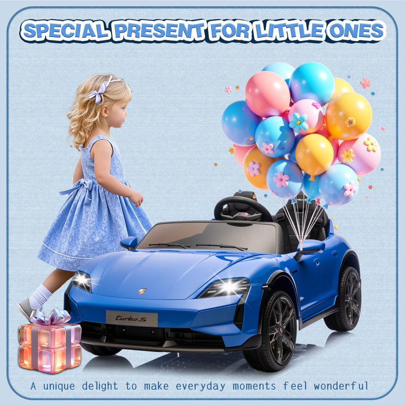 Jouet pour enfant à pile sous licence avec batterie de voiture 24V avec télécommande Tay Tay Turbo Turbo de 24 V, Bleu