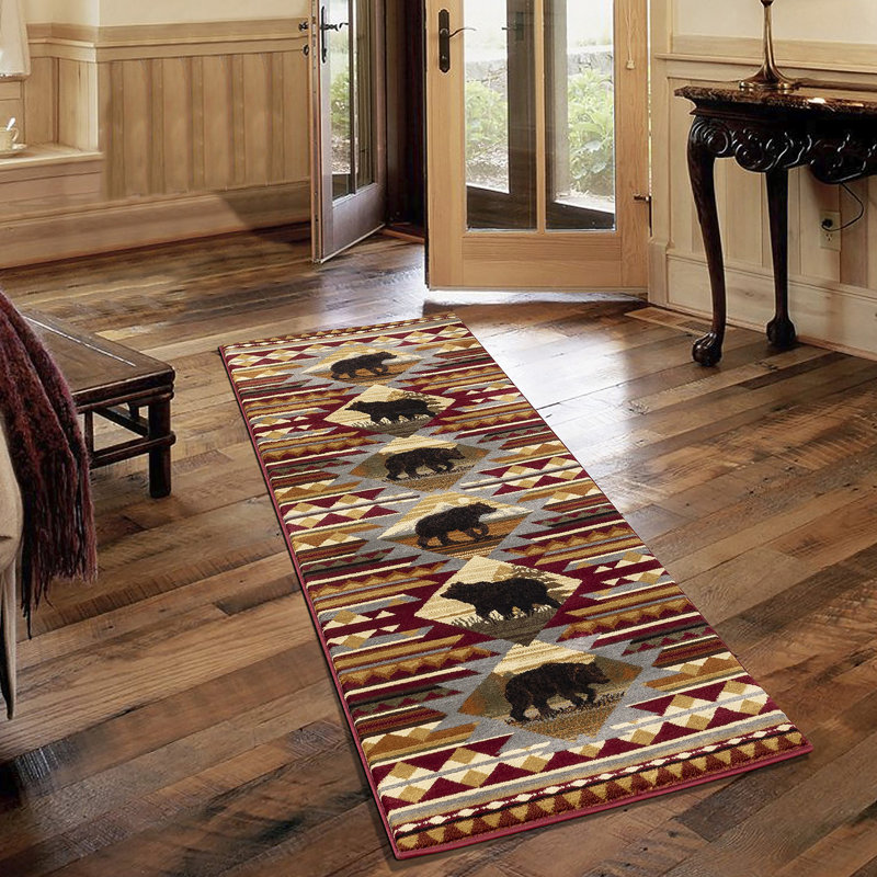 Nature's Nest Multi  Lodge Area Rug, Rectangle 5'3" x 7'3"