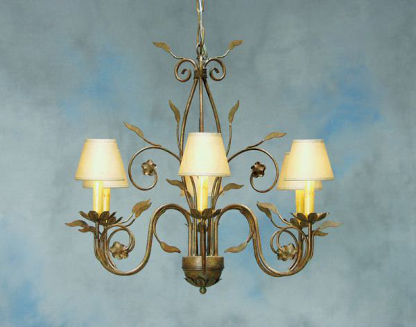 Lustre classique / traditionnel à 6 lumières Bordeaux, Fer rustique, Peindre pour s'agencer