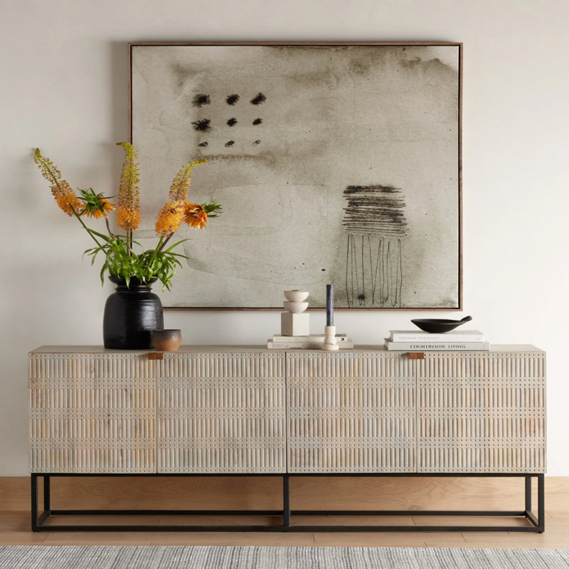Kelby Sideboard In Light Wash Carved Mango