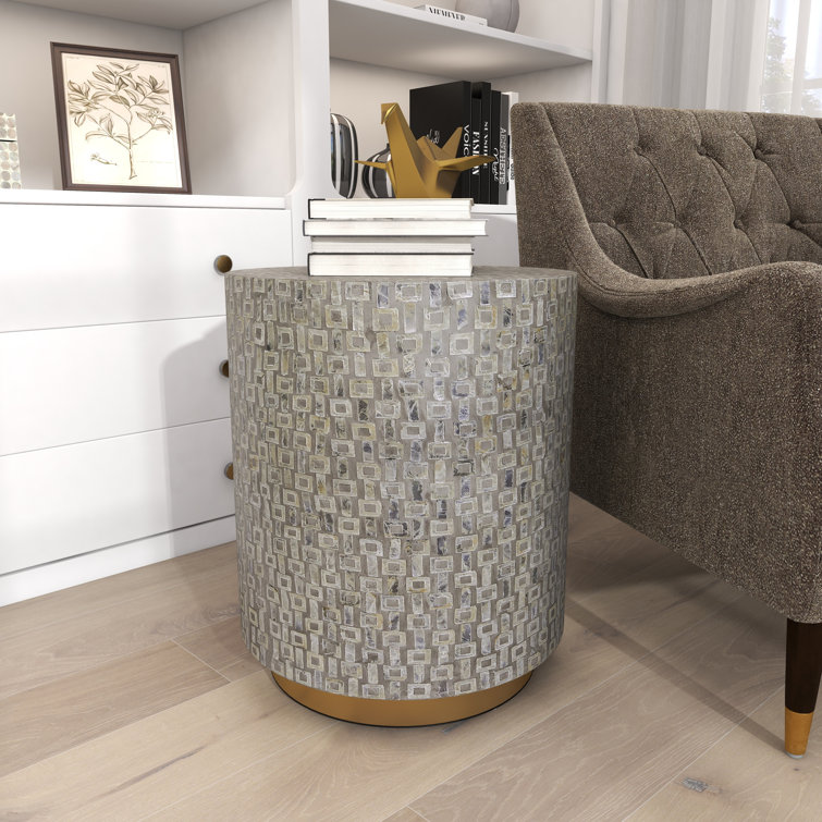 Table d'appoint en nacre avec base dorée