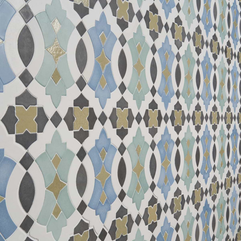 Cantico Nador Multicolor Mixed Finish Lava Stone And Cement Mosaic Tile