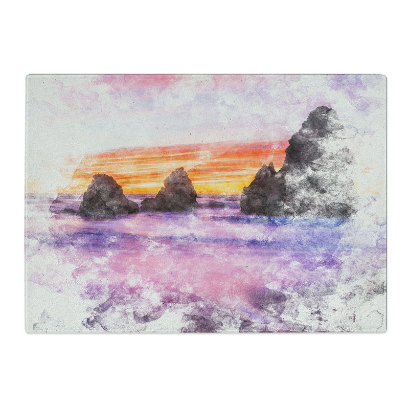 Tempered Glass Rodeo Beach Chopping Board, 28.5 cm x 39 cm