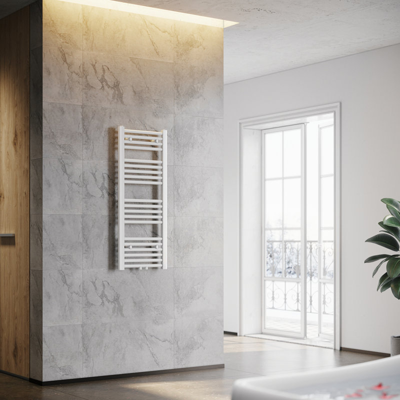 Ruthe Straight Towel Rail Heated Towel Rails, 100cm H x 40cm W x 7.5cm D, White