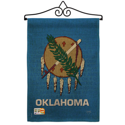 Oklahoma 2 côtés en toile jute 19 x 13 po drapeau de jardin