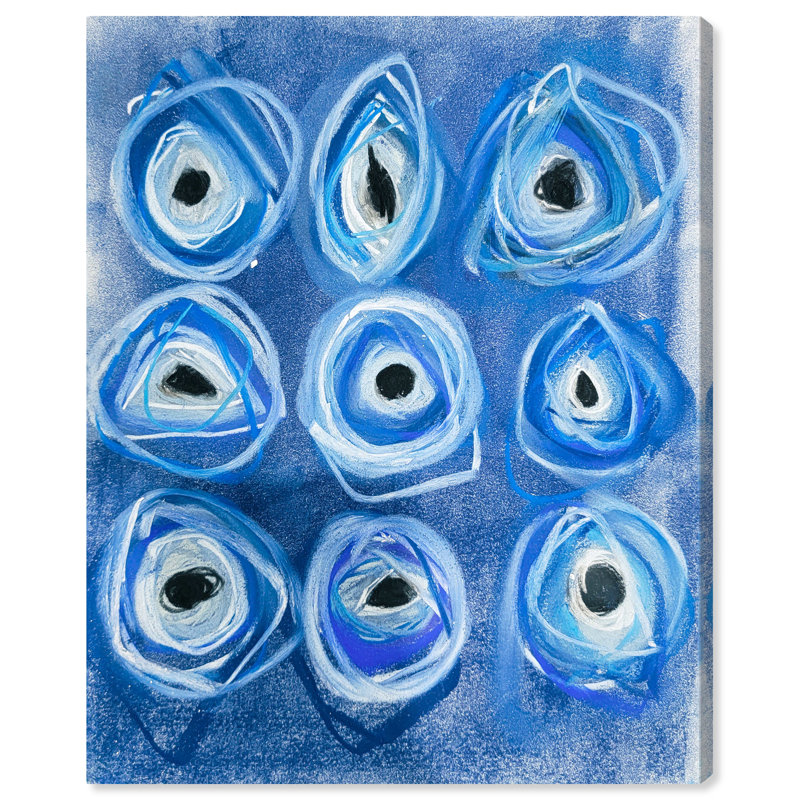 Perles de mauvais œil sur toile, H 20 po x l 16 po x P 0,8 po