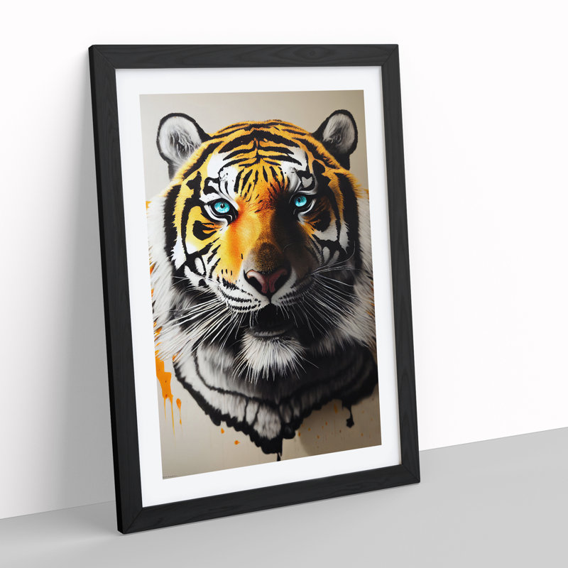 Splashed Tiger - Framed Print, 34cm H x 25cm W x 2cm D, Black Framed