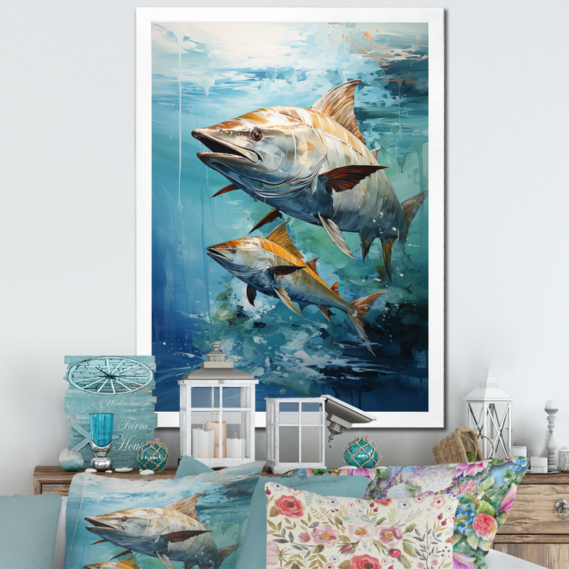 «Fishing Majestic Marlins II», reproduction d'art sur toile, H 44 po x l 34 po x P 1,5 po, Cadre photo blanc