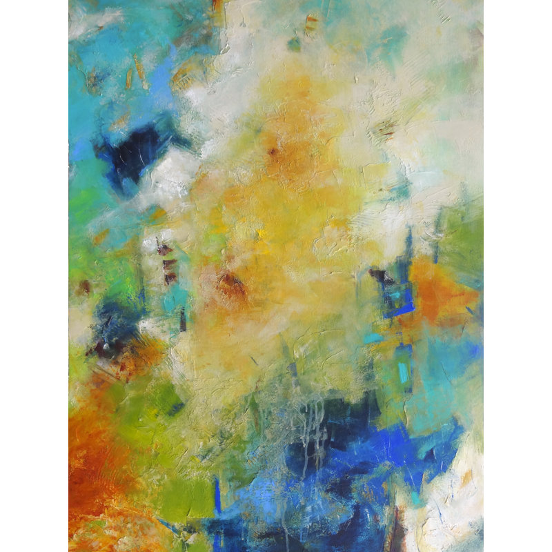 Perle d'eau par Novi Lim - Peinture, H 31,25 po x l 25,25 po, Papier avec cadre noir