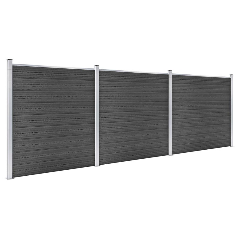 Makhi 3.8cm H x 526cm W Black Composite Fence Panels Included