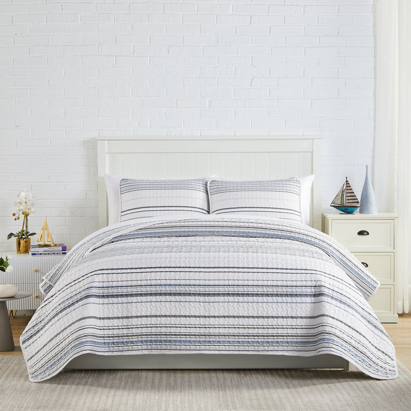 Coastal Grey Full Microfiber Reversible Quilt Set