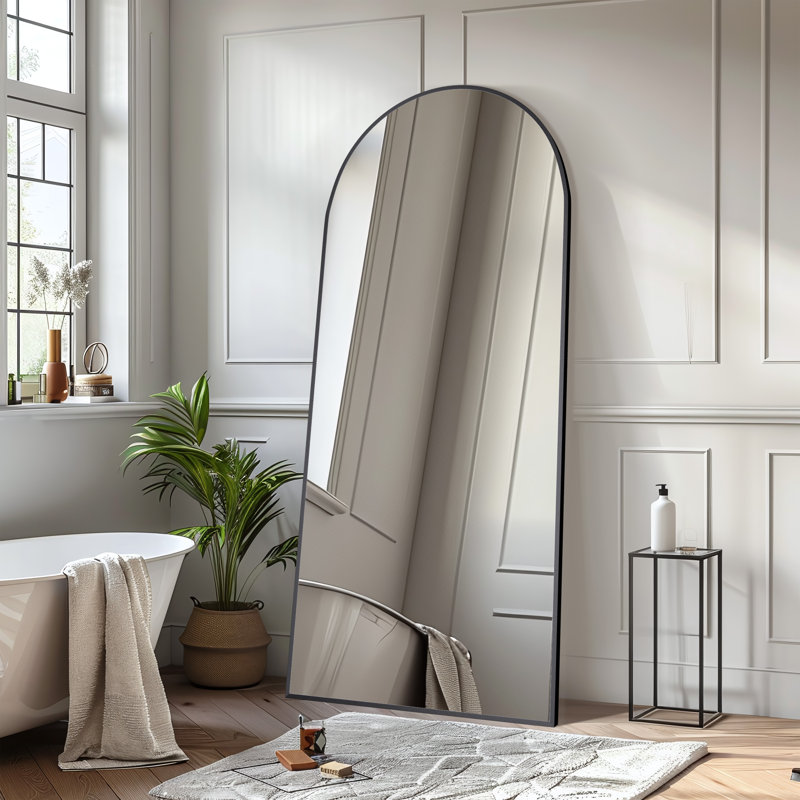 Metal Arch Mirror, Black, 77" x 34"