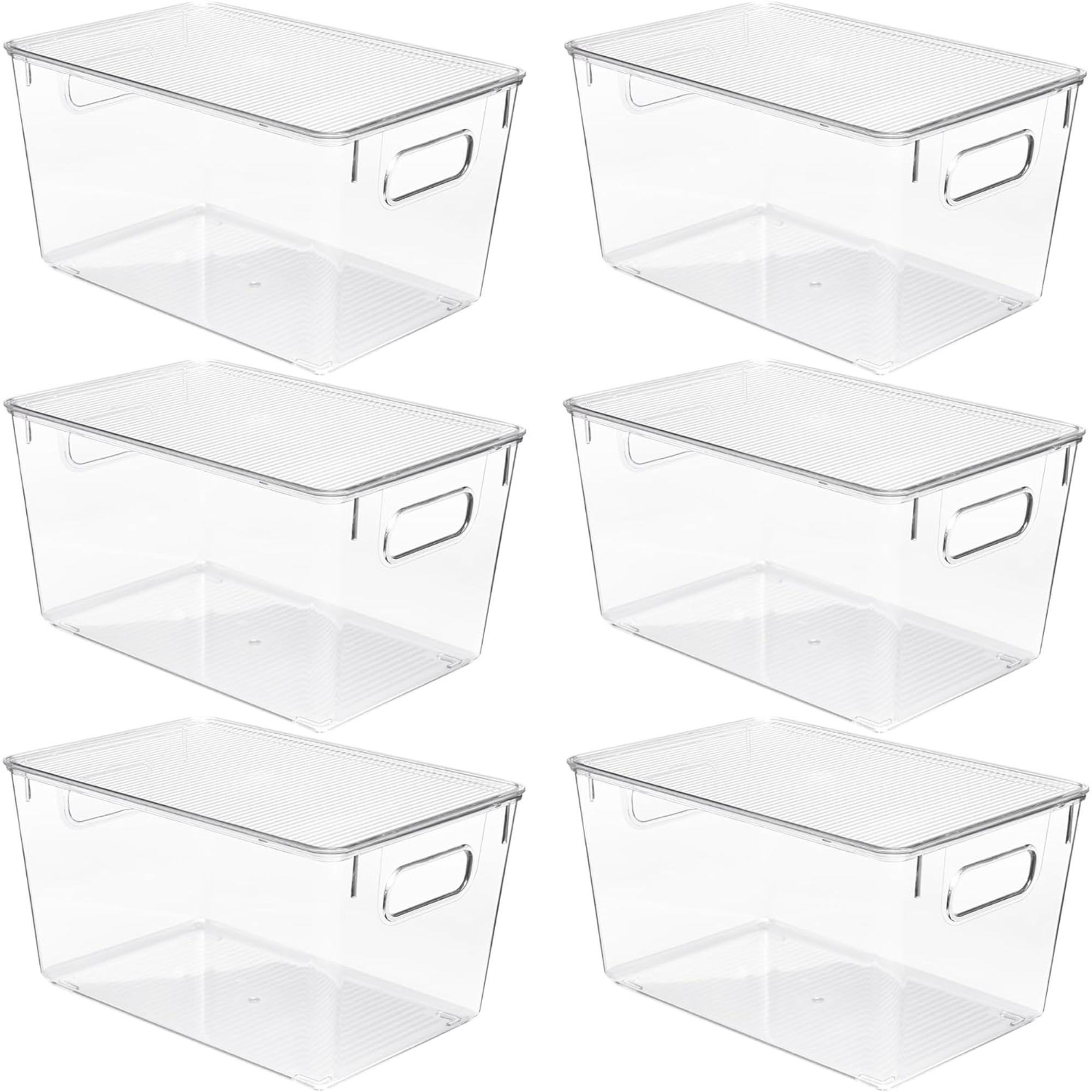 Latitude Run® 6 Pack Clear Stackable Storage Bins With Lids, Large ...