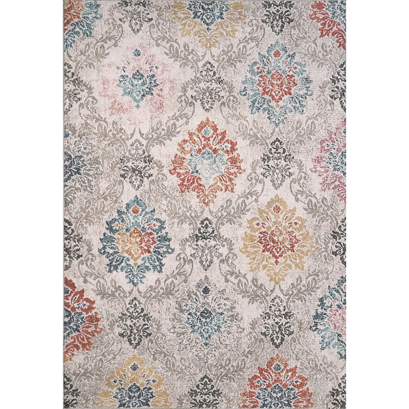 Damask Indoor Rug, Runner 2.2' x 7.3'
