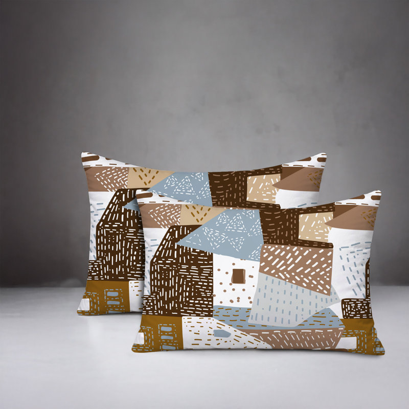Oreiller réversible intérieur / extérieur Praxies Patches, 25 x 18, Beige