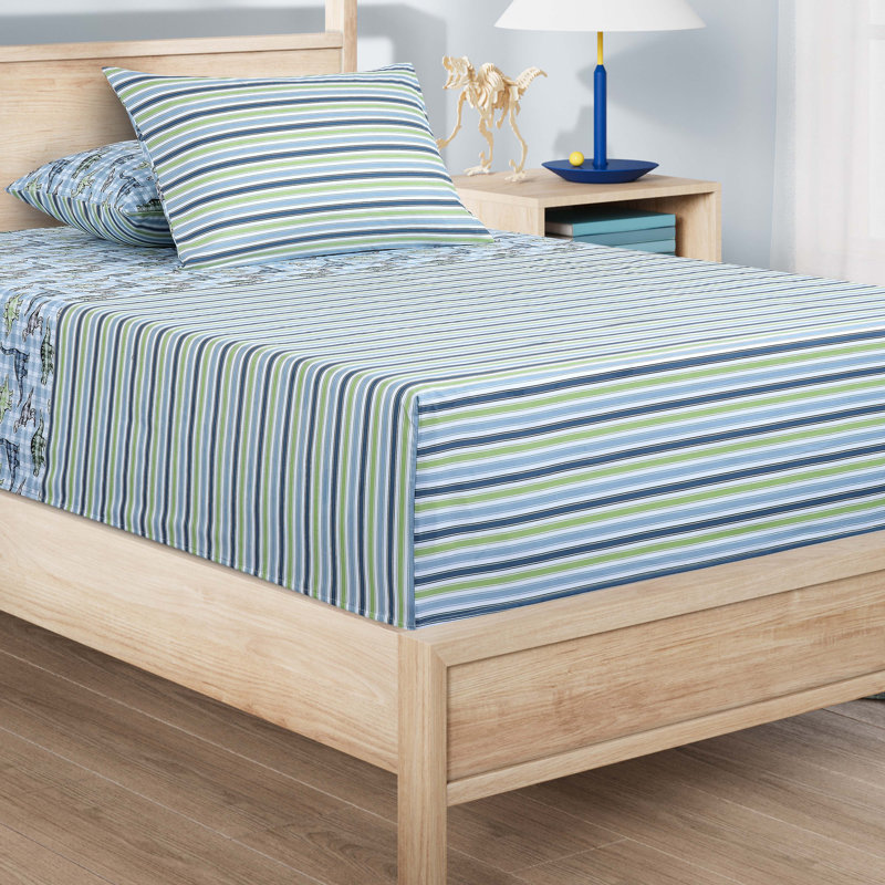 Ensemble de draps 4 pièces Dino Check, Lit simple