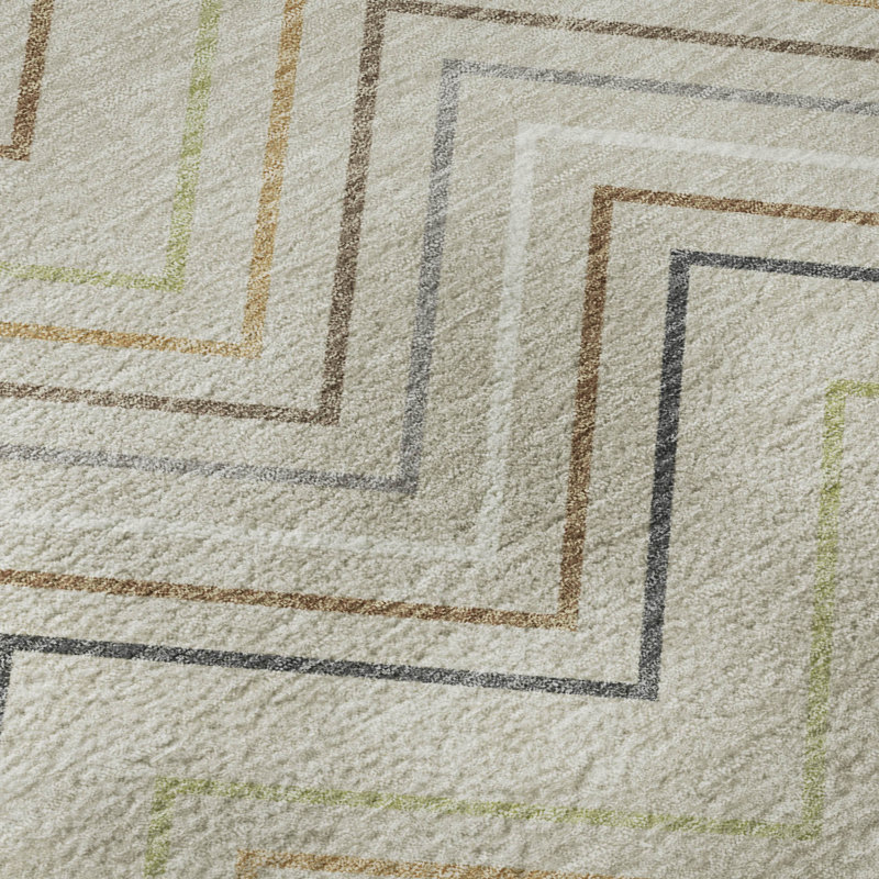 Tapis de qualité supérieure lavable à la machine Mayfield AMF2392, Beige, Rond 8 pi