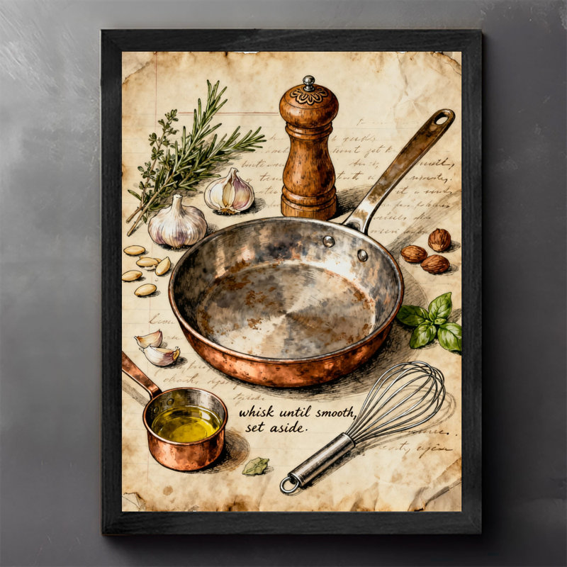 Art encadré noir, ustensiles et ingrédients de cuisine rétro, impressions encadrées de style rétro, H 25 po x l 17 po