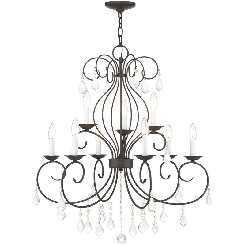 9 - Light Classic / Traditional Chandelier, English Bronze