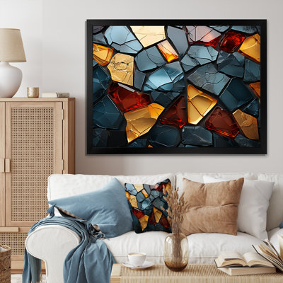 Carreaux de mosaïque cubiques dorés et bleus VI - décoration murale en marbre