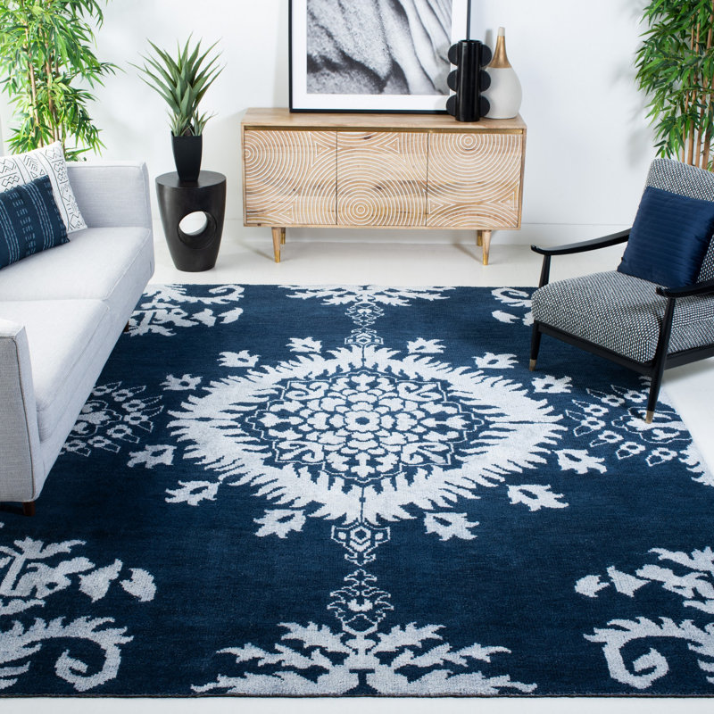 Tapis en laine, viscose et coton noué à la main Stone Stone, Rectangle de 5 pi x 8 pi