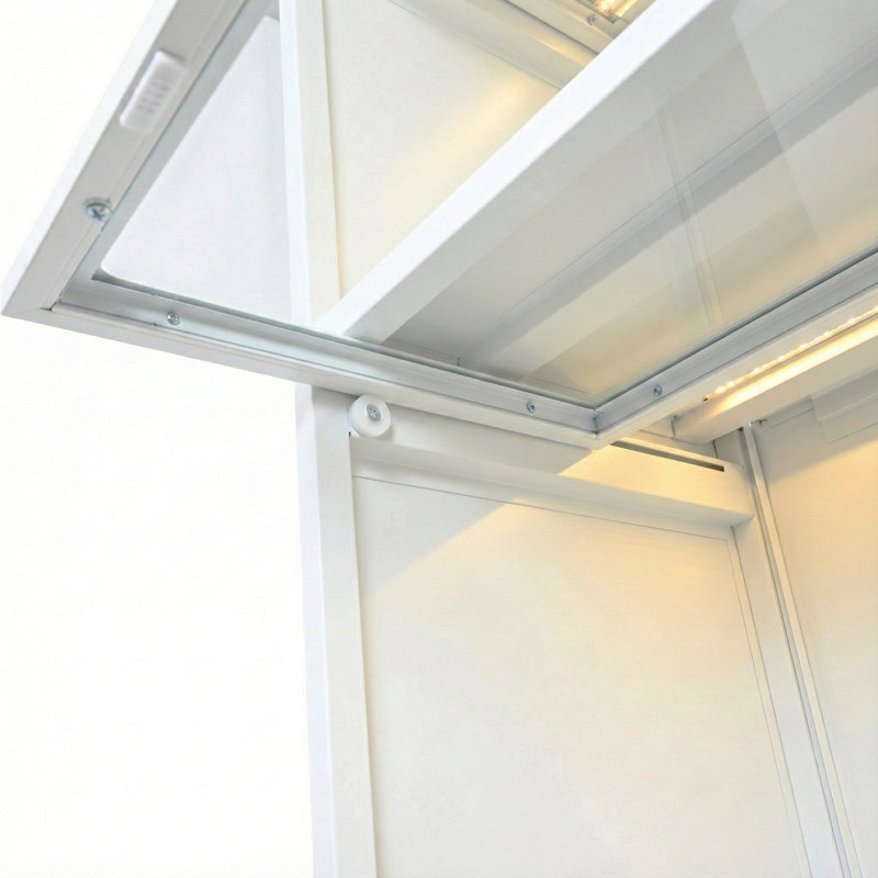 Vitrine de 76,75 po en fer avec portes en verre, Blanc
