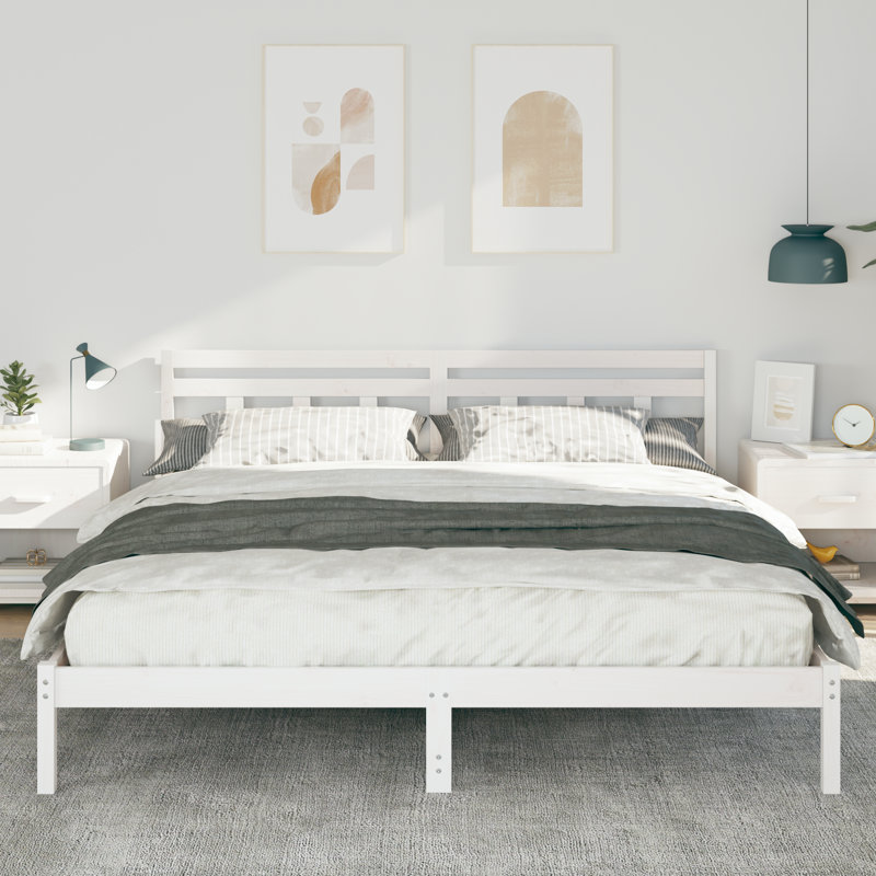Solid Wood Bed Frame, Super King (6'), White